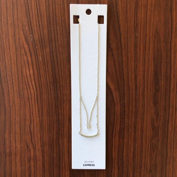 Express Two Row Cubic Zirconia Curved Bar Necklace - Picture 4 of 6